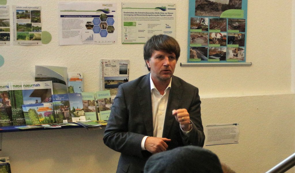 R. Dittmar beim Info-Abend im November 2018 des Projekts Lebendige Luppe | Foto: Uta Fröhlich | NABU Sachsen
