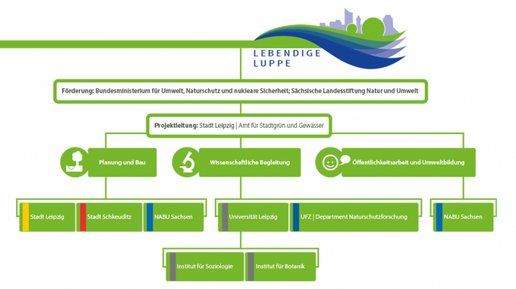 Organisation chart of the project "Lebendige Luppe" | Grafik: Uwe Schroeder